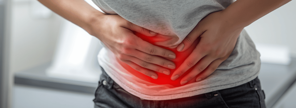 Woman with severe period pain